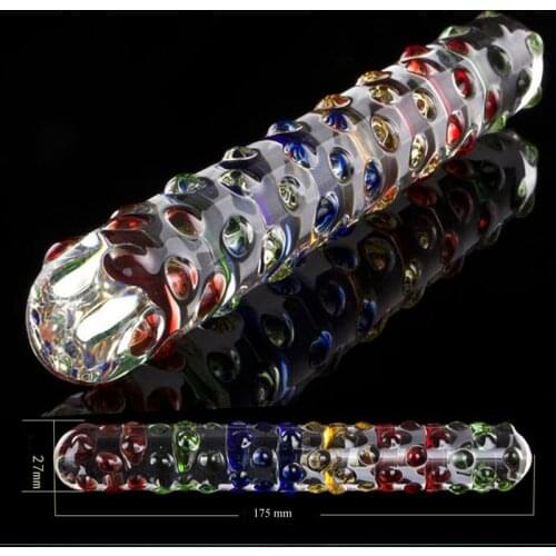 17cm Nubby Textured Sensual Glass Dildo Big Anal butt plug Sex toys Adult products Double ended G spot Bobbles prostate massager