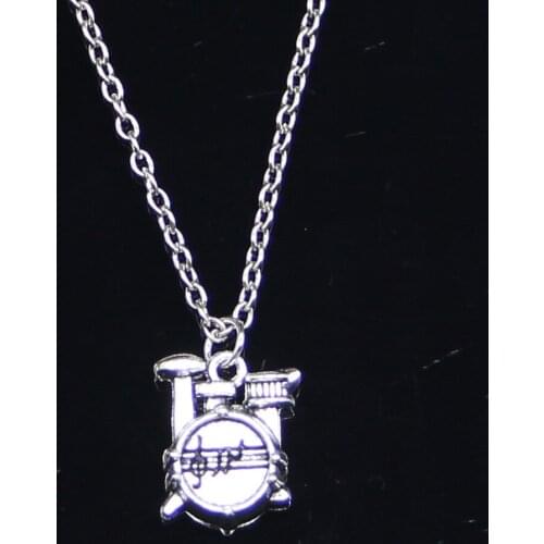 20pcs New Fashion Necklace 16x14x4mm Drum Kit Pendants Short Long Women Men Colar Gift Jewelry Choker