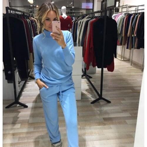 2020 Turtleneck Bamboo Fiber Wool Full Rushed Special Offer Pullover Women Sweater Tracksuit Winter Cashmere 2 Piece Set