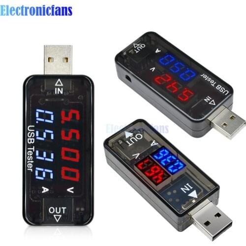 3 4-bit Red+Blue Dual USB Current Voltage Charging Detector Mobile Power Current Battery Voltmeter Ammeter Tester High Precision