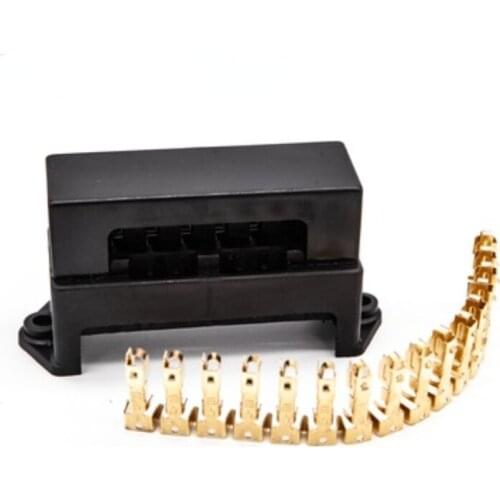 8 Way Black Car Seat Medium Relay Fuse Box Assembly with 16pcs Terminals Car Engine Compartment Insurance Holder Box Mounting