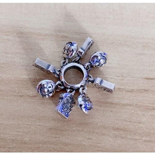 925 Sterling Silver bread Toast Charm Bead European DIY Jewelry