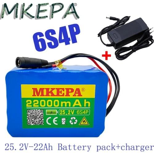 6s4p 24V 22Ah 18650 Battery Lithium Battery 25.2v 22000mAh Electric Bicycle Moped /Electric/Li ion Battery Pack with charger