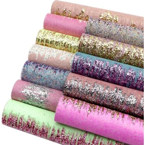 David accessories 20*33cm Sequin Glitter Synthetic Leather DIY Earrings Bag Shoes Material Sequins Faux Leather Fabric,1Yc11553