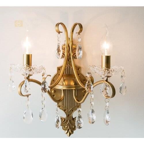 American simple wall lamp bedroom bedside lamp aisle creative living room background wall lamp light luxury crystal wall lamp