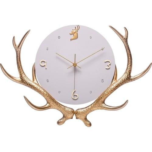 Deer Living Room Large Wall Clock Nordic Gold Luxury Quartz Clock Wall Modern Minimalist Creative Art Mute Home Watch AB50ZB