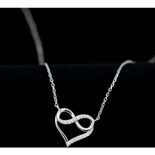 925 Sterling Silver Zircon Heart Cross Charm Pendent Necklace For Women Girls Clavicle Chain Party Wedding Jewelry dz014