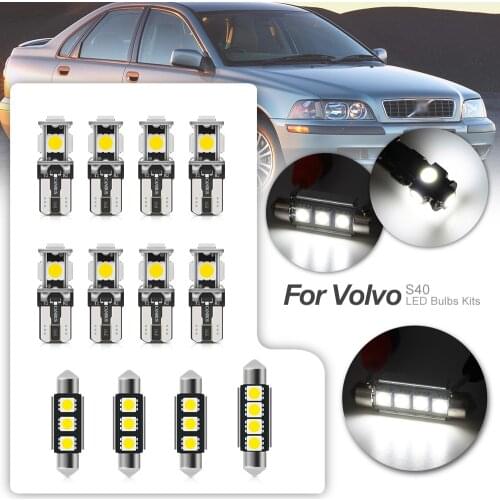 For 2000 2001 2002 2003 Volvo S40 Canbus White Car LED Light Bulbs Interior Map Dome Trunk License palte light Package Kit