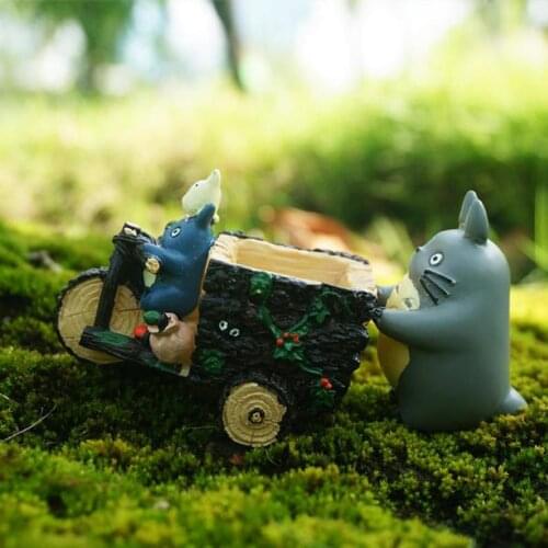 Fairy Garden Supplies Miniature Totoro Push Car Mini Pot Figurines Terrarium DIY Accessories Animal Figurines