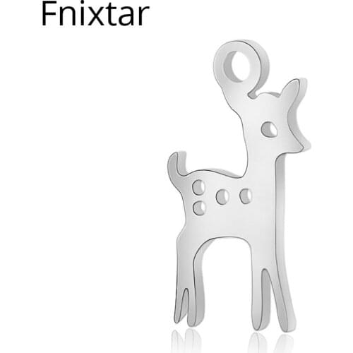 Fnixtar Stainless Steel Deer Animal Pendants Charms for Women Bracelet Accessories 7.8*15.5mm Jewelry Handmade Charms 20pcs/lot