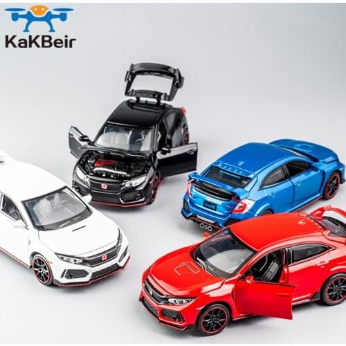 KaKBeir 1:32 HONDA CIVIC TYPE-R Diecasts & Toy Vehicles Metal Car Model Sound Light Collection Car Toys For Children Gift