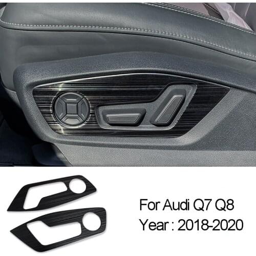 Car Door Seat Adjustment Buttons Panel Stickers Cover Trim For Audi Q7 Q8 2018-2020 Stainless Steel Auto Interior Accessories