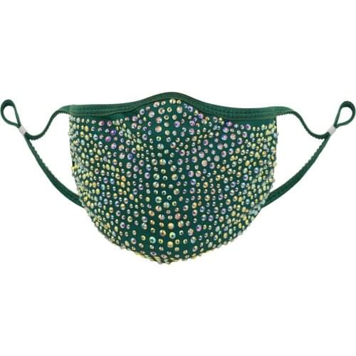 Masquerade Rhinestone Mask for Women Fashion Halloween Mardi Elastic Reusable Washable Festival Jewelry Stage Party Face Cover