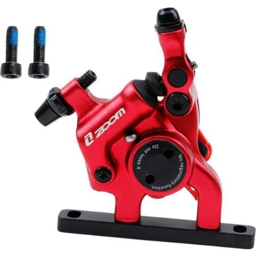 ZOOM Road Bicycle Mechanical Line Pulling Hydraulic Disc Brake Caliper Anodized Front Brake Clamp Bike Parts,Red