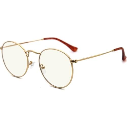 Fashion Retro Metal Round Gold Frame Men Anti- Blue Light Resistant Glasses Women glasses RMG7001B