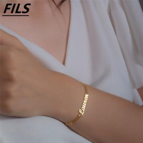 Customized Name Bracelet For Men Stainless Steel Cuban chain Personalized letter Pendant nameplate Bracelet For Women Jewelry