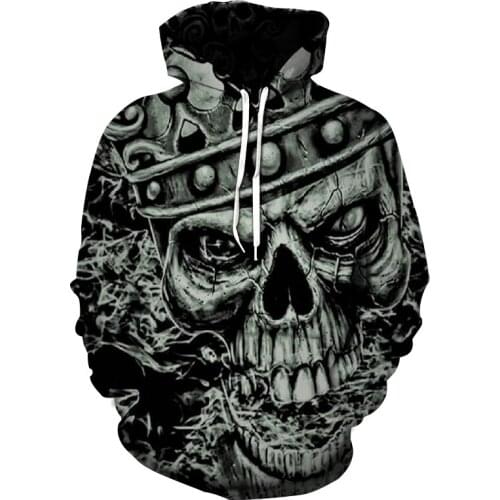 Skull Print Hoodies Men 3D Sweatshirt Boy Loose Hip Hop Punk Pullover Male Streetwear Casual Fashion Clothes Oversize Hoodies
