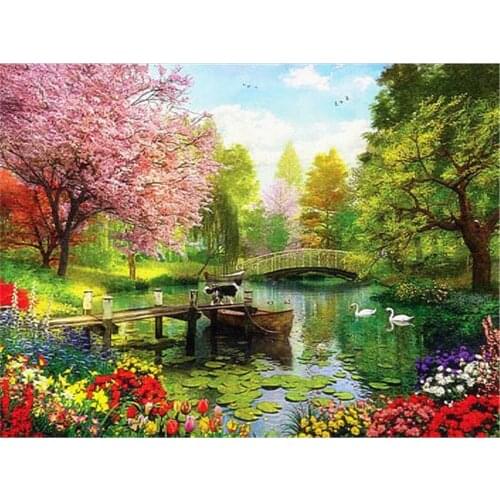 Scenery Landscape DIY 11CT Cross Stitch Embroidery Kits Craft Needlework Set Printed Canvas Cotton Thread Home Dropshipping