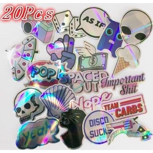 20pcs UFO Style Camera Bling Bling Stickers Skateboard Decal Notebook Trolley Case Backpack Table PVC Car DIY Cool Sticker