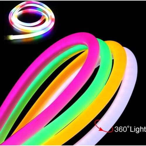 AC 220V Neon Strip Waterproof 360 Degree Round Lighting Neon Sign LED Light Lamp Multicolor White Pink Yellow 2835 Led Light