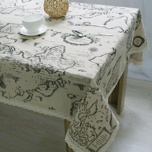 2016 New Arrival Table Cloth World Map High Quality Lace Tablecloth Decorative Elegant Table Cloth Linen Table Cover