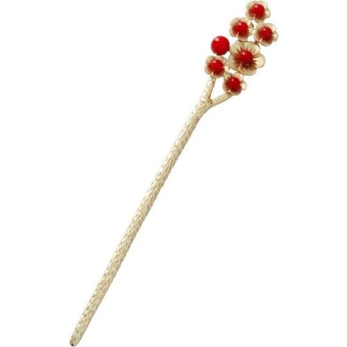 Ladies Classical Antique Hanfu Alloy Flower Headdress Hair Accessories Temperament Cute Jewelry Hair Sticks