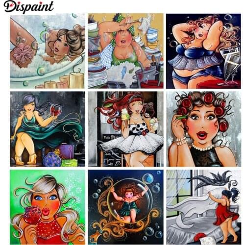 Dispaint Full Square/Round Drill 5D DIY Diamond Painting "Cartoon fat woman" 3D Embroidery Cross Stitch 3D Home Decor Gift