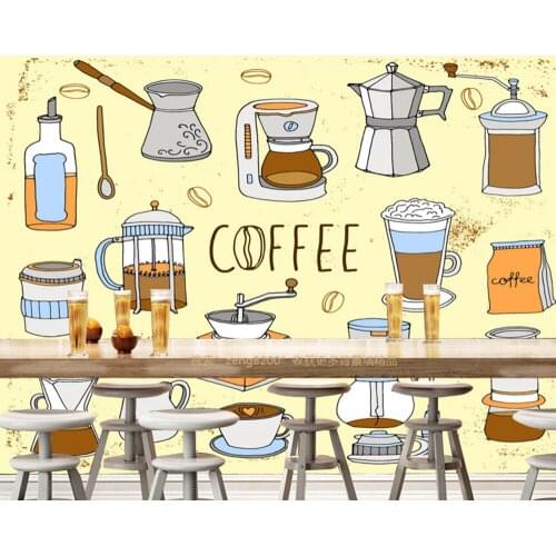 Custom 3D retro wallpaper, coffee for the restaurant cafe bar background wall waterproof 3d papel de parede
