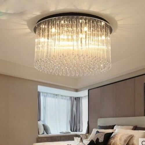 Simple modern crystal lamp bedroom light warm romantic round led ceiling lamp bedroom study lamps led lighting fixture led lamps
