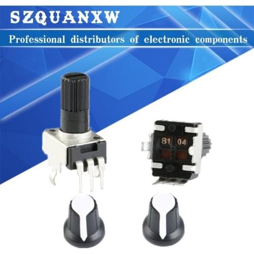 5PCS RV09 Vertical 1K ~ 500K 1M Ohm Adjustable Resistor 3pin Seal Potentiometer for Arduino with knob White cap