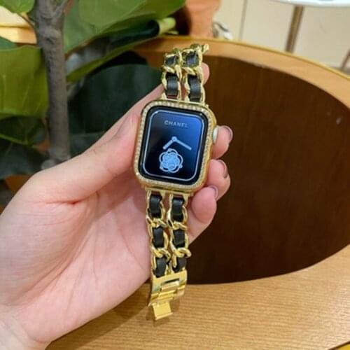 Stainless Steel Strap For Apple Watch series 6 5 SE band 40mm 44mm Leather Bracelet Band For iWatch 4 3 2 1 38mm 42mm strap