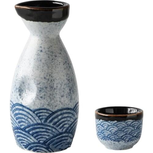 Retro 40-240ml Sea Damaskeen Sake Set 1 Jug 1/2/4 Cups Bottle Vodka Shochu Decanter Shot Cup Gift Bar Sets