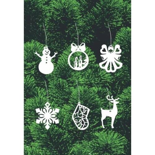 Unt Wood White christmas Tree Ornaments 6 Pieces Set-2 christmas decorations рождественские украшения