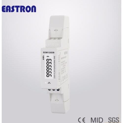 SDM120DB 5(45)A, 220/230V, single phase two wire din rail energy meter, with Blue Back Light and pulse output, din rail NON-MID