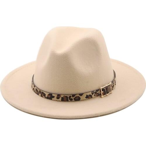 New wool Fedora Hat Women Men Imitation Wool Felt Hats with Metal Chain Decor Panama Fedoras Chapeau Sombrero