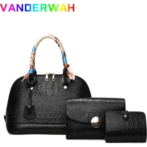 3 Piece Sets Vintage Large Capatity Tote Shoulder Top-Handle Bags High Quality Pu Leather Handbag and Purse Small Crossbody Sac