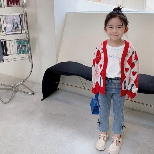 Outerwear Sweater Coat Singlr Breasted Geometric Full Sleeve Regular Cotton Casual New Fashion Spring Autumn Unisex Fit for Kids