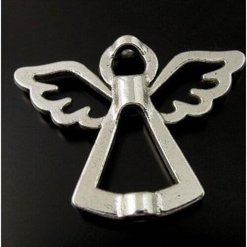 Vintage Silvery Alloy Angel Open Wing Charms Spacer Bead For Jewelry Making Findings Bracelets Accessories Gifts Hot Z3062