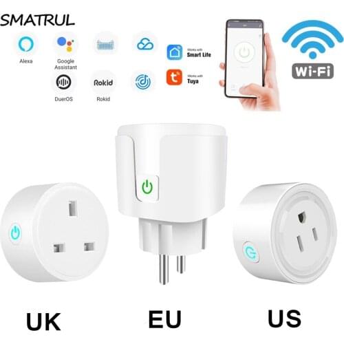 WiFi UK EU US Standard Socket Remote Control Tuya Smart Home Plug Mobile Phone Timing Switch Countdown Voice Smart Life Socket