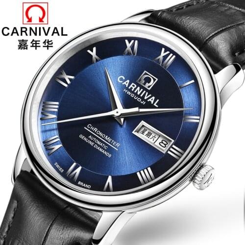 Japan MIYOTA automatic movement CARNIVAL Fashion Men Watch Men Mechanical Wrist Wristwatch Male Clock Relogio Masculino Sapphire