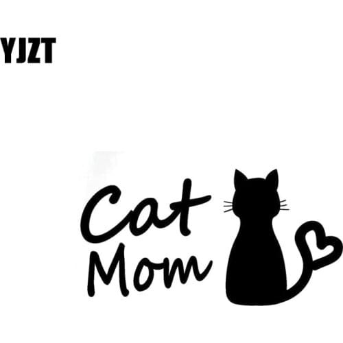 YJZT 13CM*6.7CM Cat Mom Car Sticker Funny Vinyl Decal Decor Black Silver C10-02431