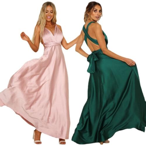 Women Bandage Dress Satin Pink Green Dress Summer Women Vestido Festa Longo Verde Party Bodycon Club Clubwear Robe Femme 2021