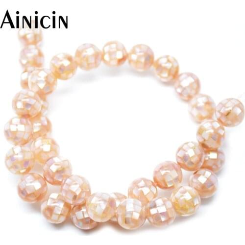 1pc New Arrival Champagne Color Shell Joint 10mm Round Shape Beads 16'' Fashion Women Jewelry Making Materials