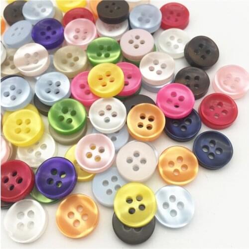 100pcs 13mm Mixed Pearls Round Resin Shiny Buttons For Clothing 4 Holes Sewing Accessories Scrapbooking Embellishments