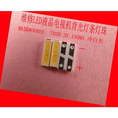 100piece/lot for repair LCD TV LED backlight Article lamp Korean WOOREE SMD LEDs 7020 3V Cold white light emitting diode