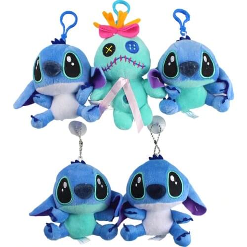 12cm Lilo and Stitch Plush Toys Keychains Scrump Soft Stuffed Doll Cute Lilo & Stitch Backpack Gifts For Children Pendants
