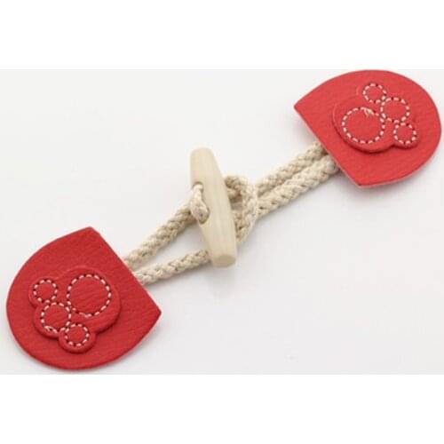 2 Pairs Vintage Wood Leather Duffle Horn Toggle Button for Craft Jacket Coat Brown Combined Buttons Sewing Accessories