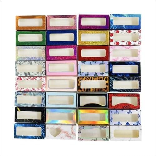 20pcs Carton Paper Packing Box With Tray for 25mm EyeLash Paper Hollow Color Window Box Makeup Packaging Supplies