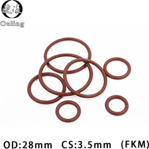 3PCS/lot Fluorine rubber Ring Brown FKM O ring Seal CS:3.5mm OD28mm Rubber O-Ring Seal Oil Ring fkm Fluorine Fuel Gasket Washer
