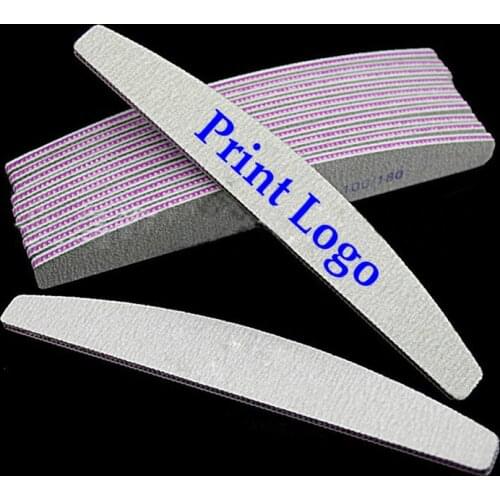5000pcs Factory Promotion Sales Free Print Logo Manicure Buffer 100/180,100/100 Arc-shaped Curved Nail File Crescent Nail Buffer